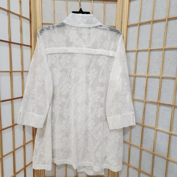 Moonlight Y&S Fashion Design Womens White Sheer Blouse Sz S - Picture 8 of 14